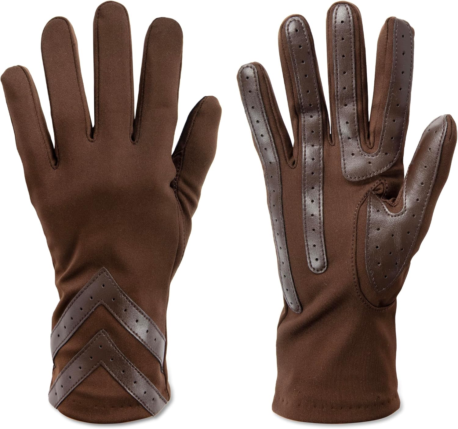 Size M/L...isotoner womens Spandex Touchscreen Cold Weather Gloves With Warm Fleece Lining and Chevron Details